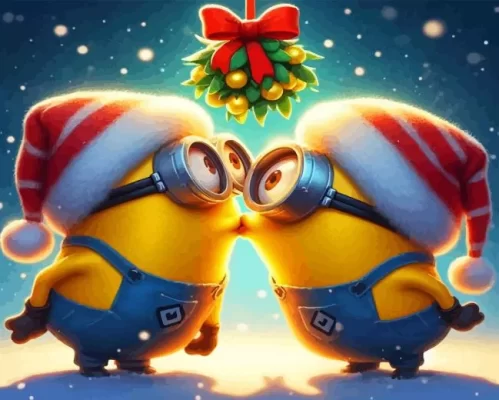 Cute Christmas Minions Art Paint by Number