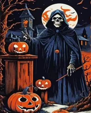 Halloween Skull Paint by Number