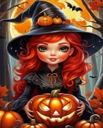 Halloween Witch Girl Paint by Number