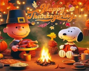 Charlie And Snoopy Thanksgiving Paint by Number