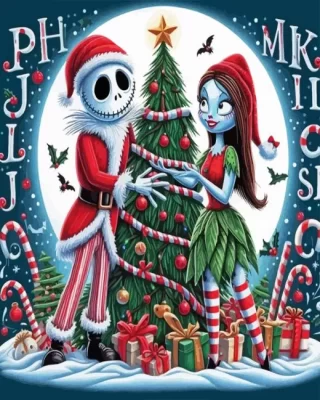 Christmas Jack And Sally Paint by Number