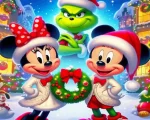 Mickey And Minnie Mouse And Grinch Paint by Numbers Mickey And Minnie Mouse And Grinch Paint by Number