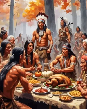 Native Indians Celebrating Thanksgiving Paint by Number