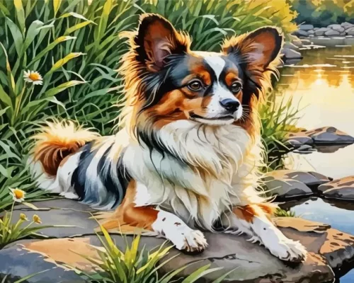 Papillon Puppy Art Paint by Number