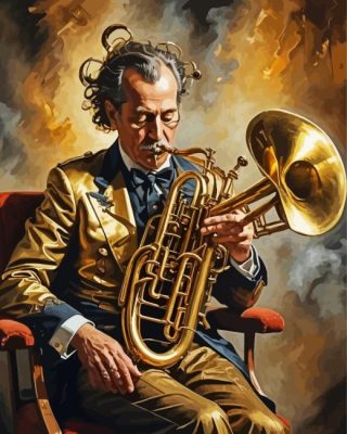 Man Playing Euphonium Paint by Number