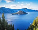 Crater Blue Lake In Oregon Paint by Number