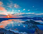 Crater Lake At Sunset Paint by Number