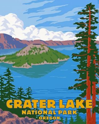 Crater Lake Illustration Paint by Number
