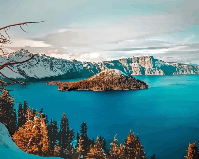 Crater Lake In South Central Paint by Number
