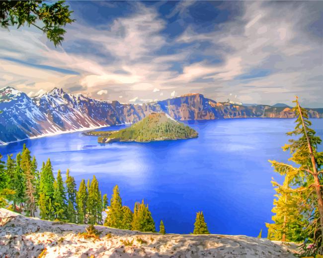 Oregon Crater Lake Paint by Number