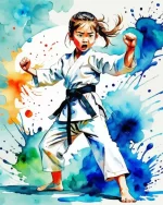 Karate Girl Paint by Number