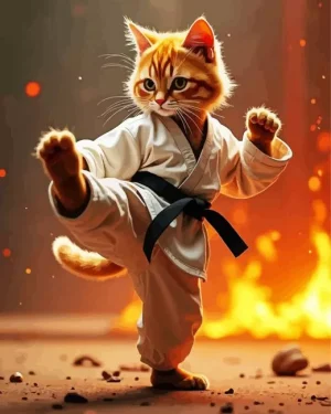 Taekwondo Cat Paint by Number