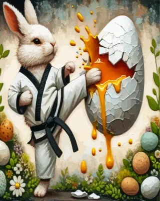Taekwondo Easter Bunny Paint by Number