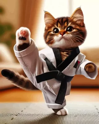 Taekwondo Kitty Paint by Number