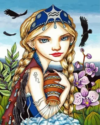 Aesthetic Aquarius Girl Paint by Number