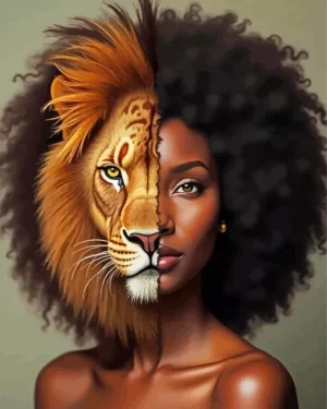 Half Lion Half Woman Paint by Number