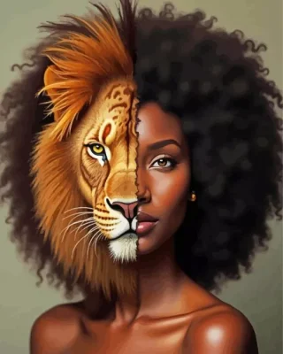 Half Lion Half Woman Paint by Number 