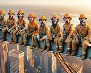 Dogs On a Skyscraper Art Paint by Number