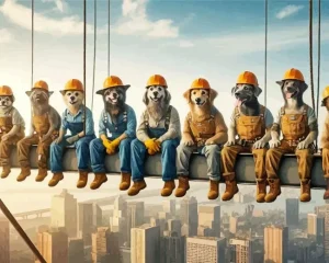 Dogs On Skyscraper Paint by Number