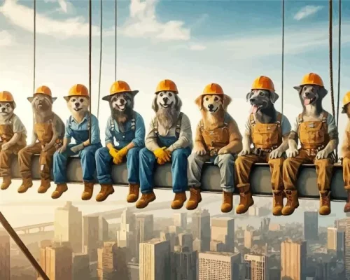 Dogs On Skyscraper Paint by Number