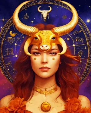 Female Taurus Zodiac Art Paint by Number