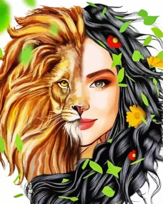 Half Woman Half Lion Art Paint by Number