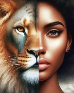 Half Woman Half Lion Paint by Number