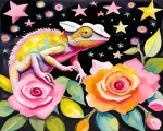Floral Chameleon Art Paint by Numbers