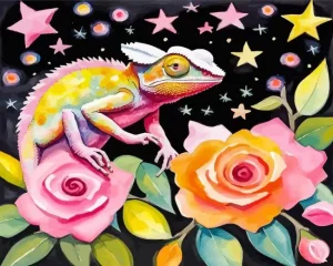 Floral Chameleon Art Paint by Numbers