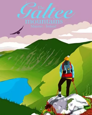 Galtee Mountains Poster Paint by Numbers