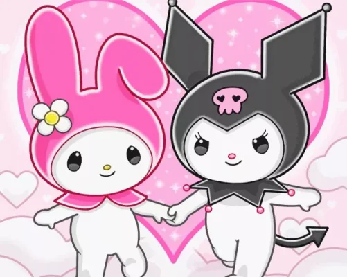 Happy Valetines Day My Melody And Kuromi Paint by Numbers
