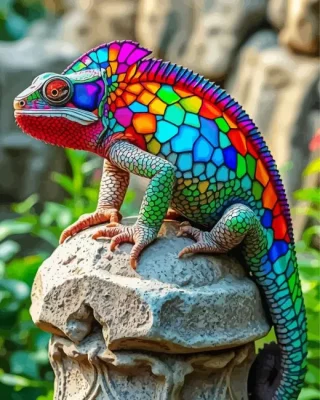 Colorful Chameleon Art Paint by Numbers
