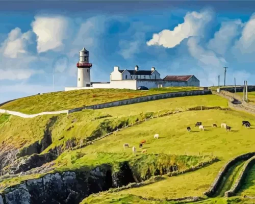 Galley Head Lighthouse Landscape Paint by Numbers 