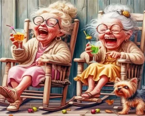 Old Ladies Laughing Paint by Number