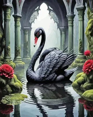 Aesthetic Black Swan Paint by Number