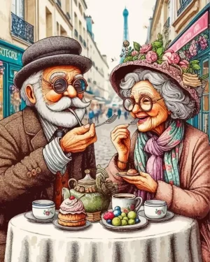 Cute Old Couple Paint by Numbers