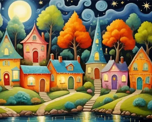 Whimsical Houses Paint by Numbers 