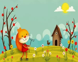 Whimsical Landscape Art Paint by Numbers