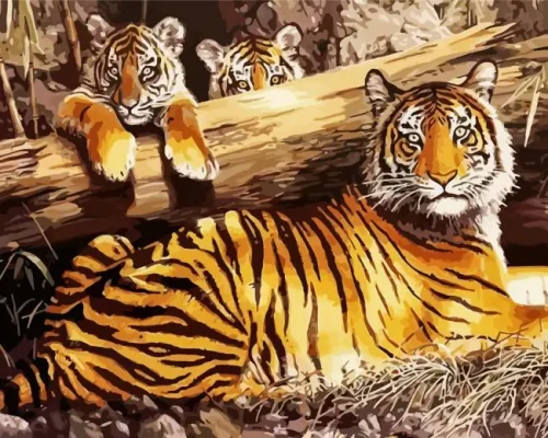 Family Of Tigers Paint By Number