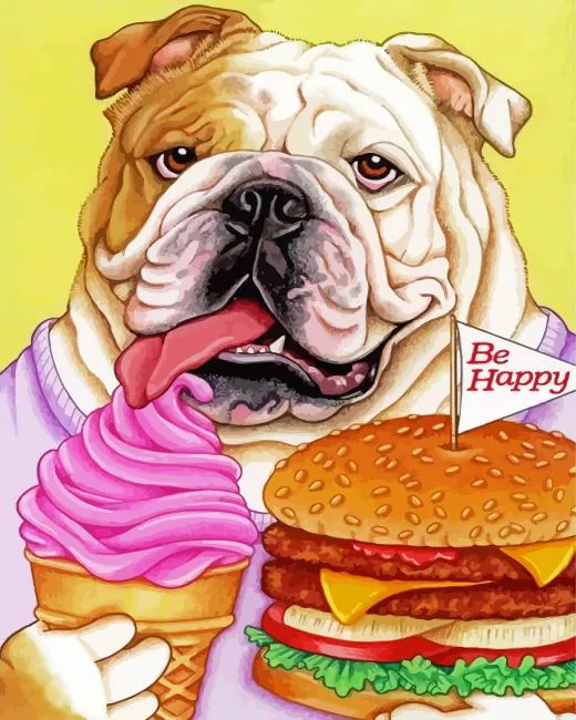 Bulldog Hamburger Paint By Numbers