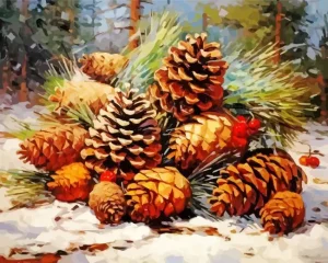 Christmas Pine Fruits Paint By Numbers