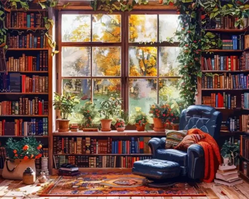 Quiet Library Corner Paint By Numbers