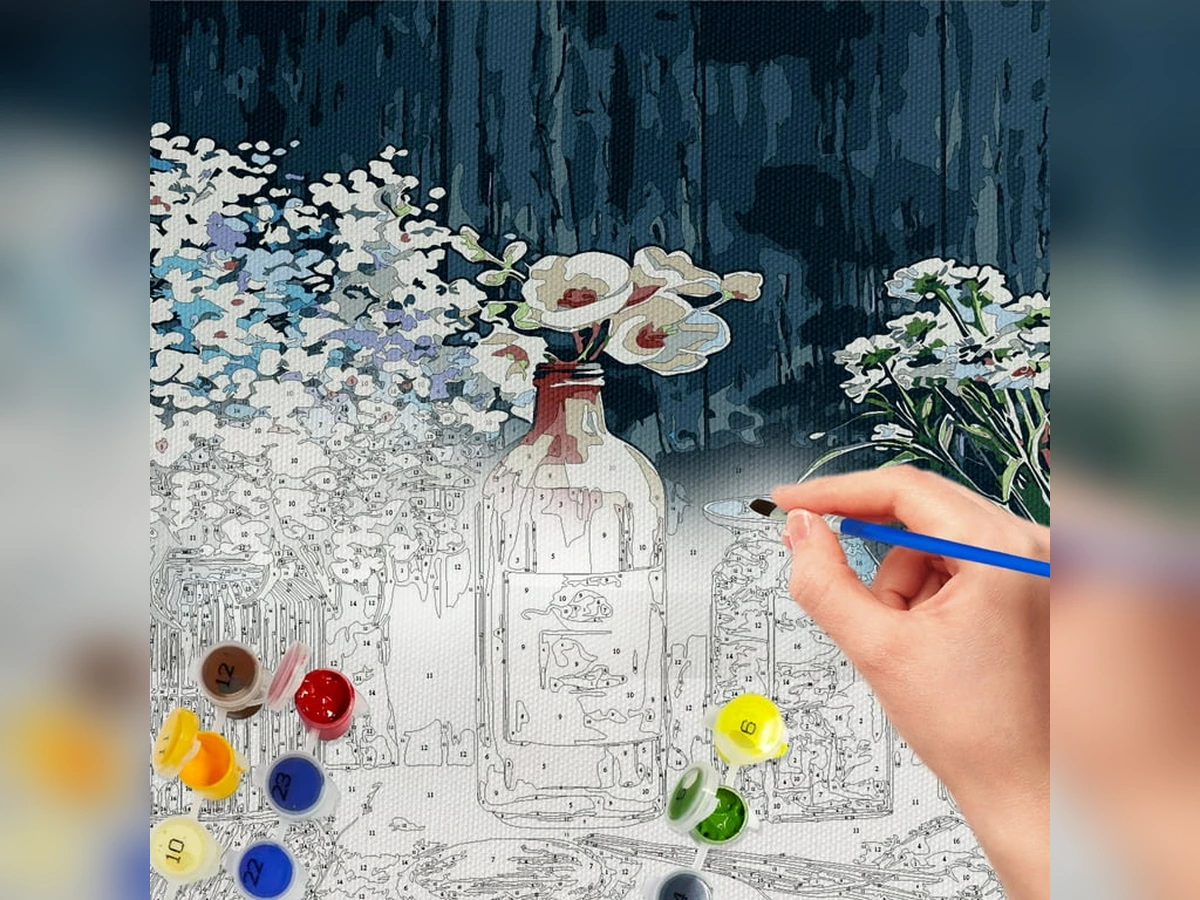 An Unfinished Painting Halfway Through the Process