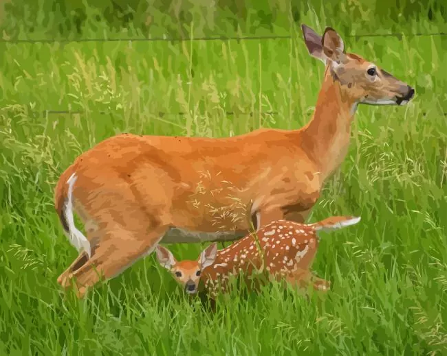 White Tailed Deer Doe And Fawn Paint By Numbers