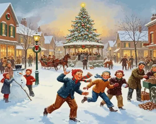 The First Snow Of Christmas Eve Paint By Numbers 